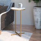 Mesa Lateral Alta 56 X 30cm Volpi Branco/dourado