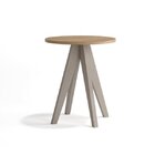 Mesa Lateral Alta Redonda Bortolini Móveis Marrom