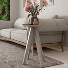 Mesa Lateral Alta Redonda Bortolini Móveis Marrom