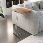 Mesa Lateral Amadeirado Com Base Prata