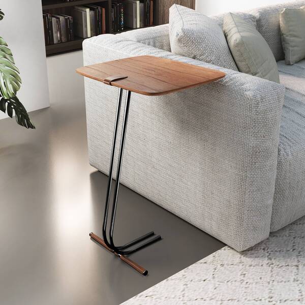 Mesa Lateral Amadeirado Com Base Preto