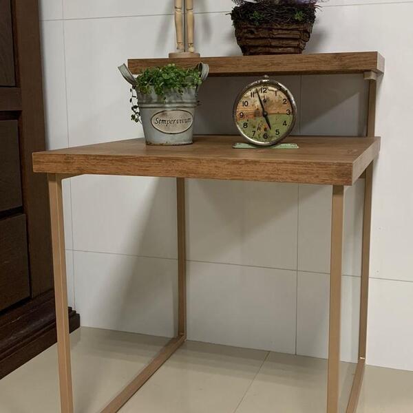 Mesa Lateral/apoio 50cm Com Prateleira Multimóveis Cr45189 Wo