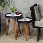 Mesa Lateral Apoio Kit Canto Conjunto Retro Pequena Rustico A