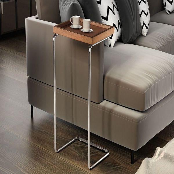 mesa lateral apoio para braco de sofa laminado larflex castanho