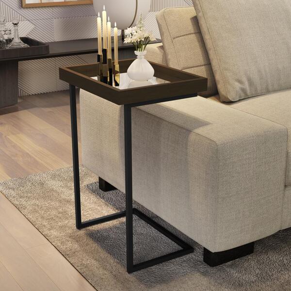 Mesa Lateral Apoio Para Sofá Com Espelho Jb 4774 - Canela Com