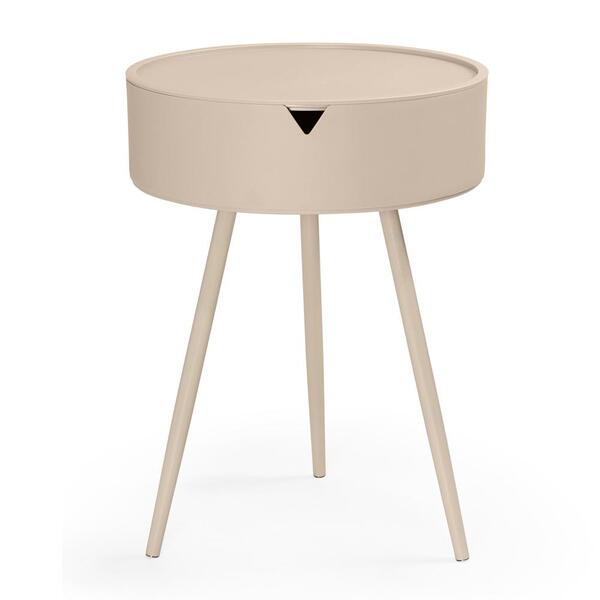 Mesa Lateral/apoio Redonda Multifuncional Mônaco - Nude