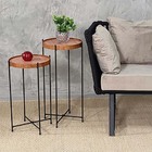 Mesa Lateral Apoio Redonda Pequena Conjunto Canto Sofá Ambien