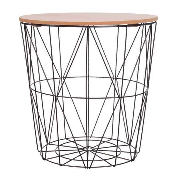 Mesa Lateral Aramada Decorativo Preto 30x30 Cm - D'rossi