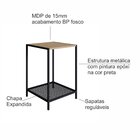 Mesa Lateral Auxiliar Industrial Retrô Quadrada 1 Prateleira