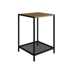 Mesa Lateral Auxiliar Industrial Retrô Quadrada 1 Prateleira