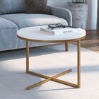 Mesa Lateral Baixa 36 X 50 Cm Volpi Branco/dourado