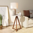 Mesa Lateral Base Em Madeira Maciça Classic Branco/amêndoa