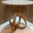 Mesa Lateral Bella 50x60cm (pé Cebola) Vidro Branco/mel