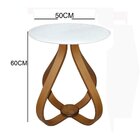 Mesa Lateral Bella 50x60cm (pé Cebola) Vidro Branco/mel