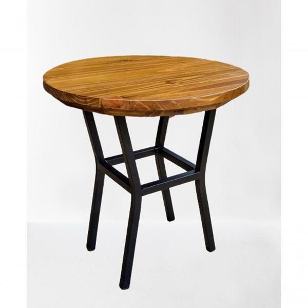 Mesa Lateral Bia Estilo Industrial Tampo Madeira Maciça 50cm