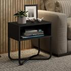 Mesa Lateral Branca Tubo Preto Carraro