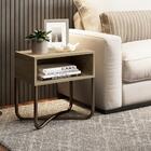 Mesa Lateral/cabeceira Madeirada E Tubos Ouro Velho Carraro