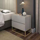 Mesa Lateral Cama Casal Quarto Eros 45cm 2 Gavetas Puxador Em