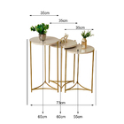 Mesa Lateral Canto Redonda Dourada Apoio Sofá Ou Cama - Off W