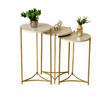 Mesa Lateral Canto Redonda Dourada Apoio Sofá Ou Cama - Off W