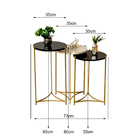 Mesa Lateral Canto Redonda Dourada Apoio Sofá Ou Cama - Off W