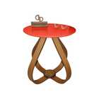 Mesa Lateral Cebola Com Vidro 50cm - Vermelha - 70cm