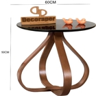 Mesa Lateral Cebola Com Vidro 60cm - Preta - 50cm