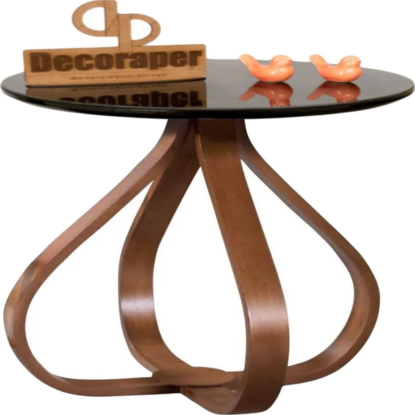 Mesa Lateral Cebola Com Vidro 60cm - Preta - 50cm