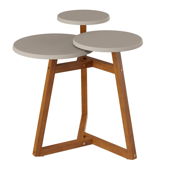 Mesa Lateral Classic 3 Tampos Off White/amêndoa – Tebarrot Mó