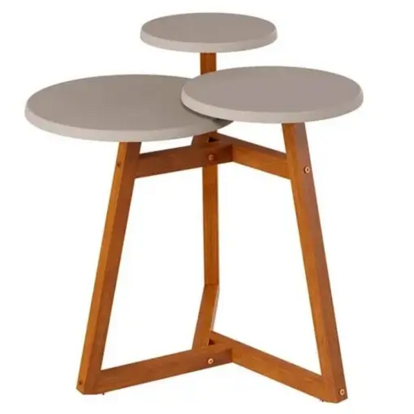 Mesa Lateral Classic 3 Tampos Tebarrot Cor Off White Nature