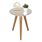 Mesa Lateral Com Espelho 50x40cm Pés Palito Casa Uai Branca C