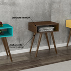 Mesa Lateral Com Nicho E Pés Palito - Castanho