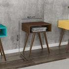 Mesa Lateral Com Nicho E Pés Palito - Castanho