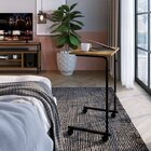 Mesa Lateral Com Rodízio Steel Wood Placa E Ponto Preto/noce