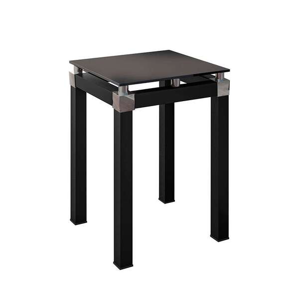 Mesa Lateral Com Tampo De Vidro Quadrada Malva Preta