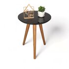 Mesa Lateral Com Vidro 50x40cm Pés Palito  Preta Com Vidro