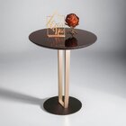 Mesa Lateral Com Vidro Aço Carbono Preto / Champagne