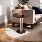 Mesa Lateral Com Vidro Aço Carbono Preto / Champagne