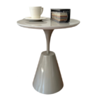 Mesa Lateral Cone Masp Redonda 30 Cm Tampo Cinza Base Cinza -