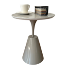 Mesa Lateral Cone Masp Redonda 40 Cm Tampo Cinza Base Cinza -