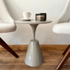 Mesa Lateral Cone Masp Redonda 50 Cm Tampo Cinza Base Cinza -