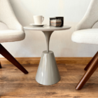 Mesa Lateral Cone Masp Redonda 50 Cm Tampo Cinza Base Cinza -