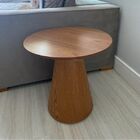 Mesa Lateral Cone Redonda 51 Cm Laminada Em Madeira Freijó -