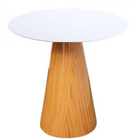 Mesa Lateral Cone Redonda 51 Cm Tampo Laqueado Base Laminada