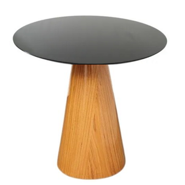 Mesa Lateral Cone Redonda 51 Cm Tampo Laqueado Base Laminada