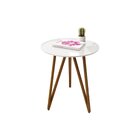 Mesa Lateral Corinto 60 Cm Branco / Mel