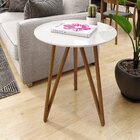 Mesa Lateral Corinto 60 Cm Branco / Mel