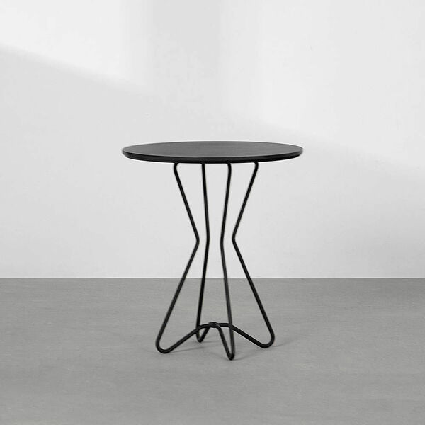 Mesa Lateral Coup Redonda Preto E Granizo - 47x42cm