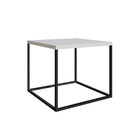 Mesa Lateral Cube Estilo Industrial Branco Fosco Base Metálic