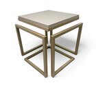 Mesa Lateral Cubo - Metalon Champagne Cacao - 40cm